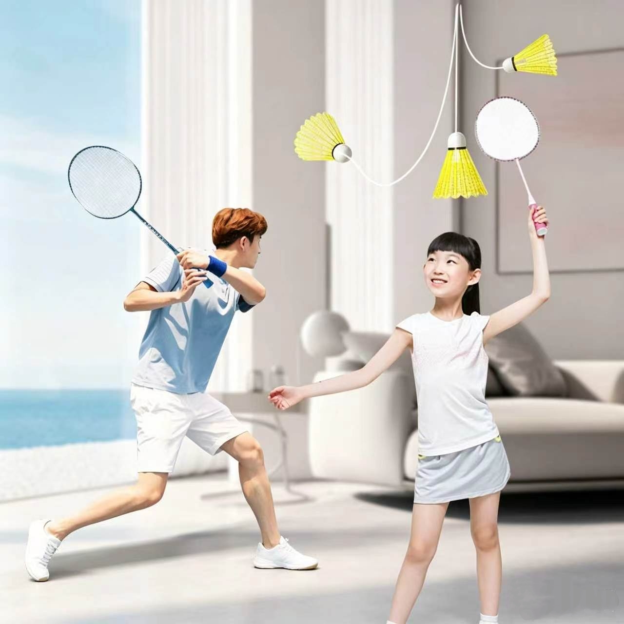 Badminton Raket - 3Pcs Elastic Badminton Set with 1