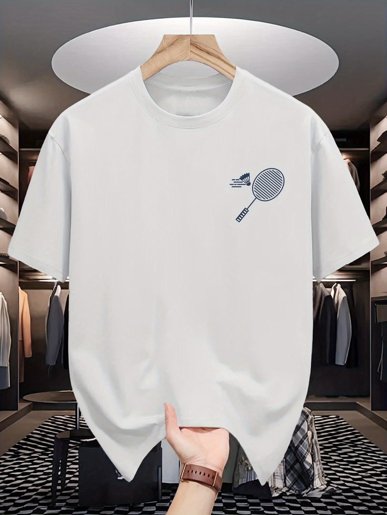 Mens Crew Neck T Shirt Minimal - Badminton Asia 评论和价格